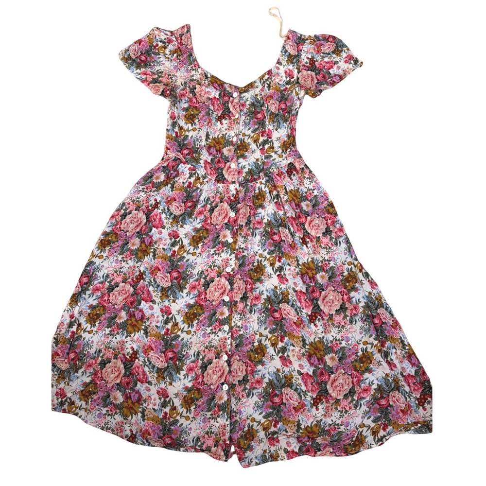 Country Romance Rayon Floral Midi Dress | Pink Cottagecore | Fairycore Boho